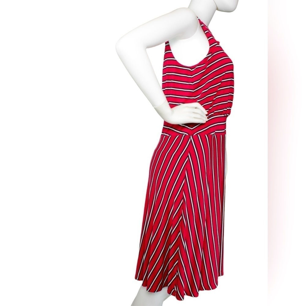 Ann Taylor Loft Women's Red, Black & Red Sleeveless Striped Dress Size MP - Picture 5 of 11